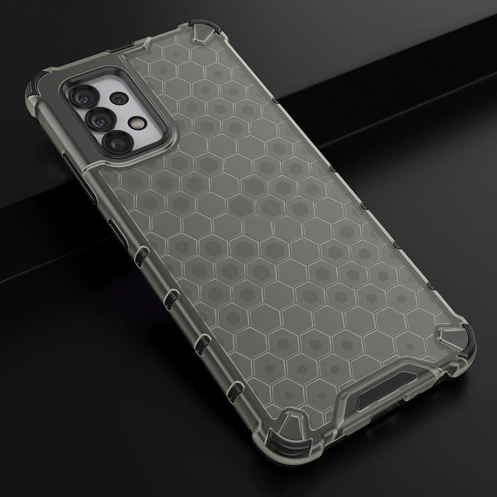 Honeycomb case pansret cover med en gel ramme til Samsung Galaxy A03s (166.5) sort