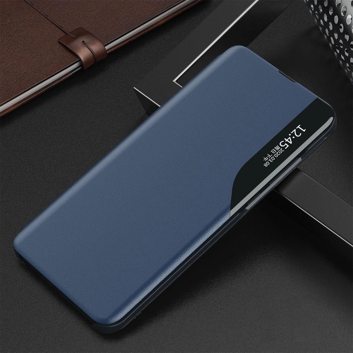 Eco læder View Case elegant tilfælde med en flap og stand funktion for Samsung Galaxy A73 blå