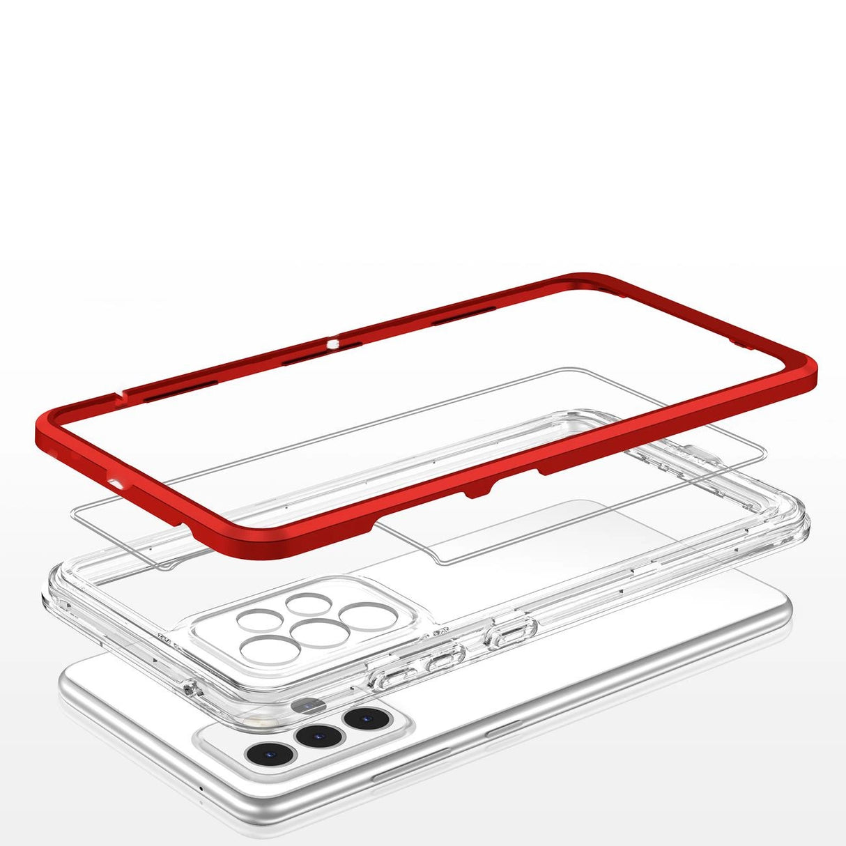 Clear 3in1 Case til Samsung Galaxy A13 5G Frame Gel Cover Rød
