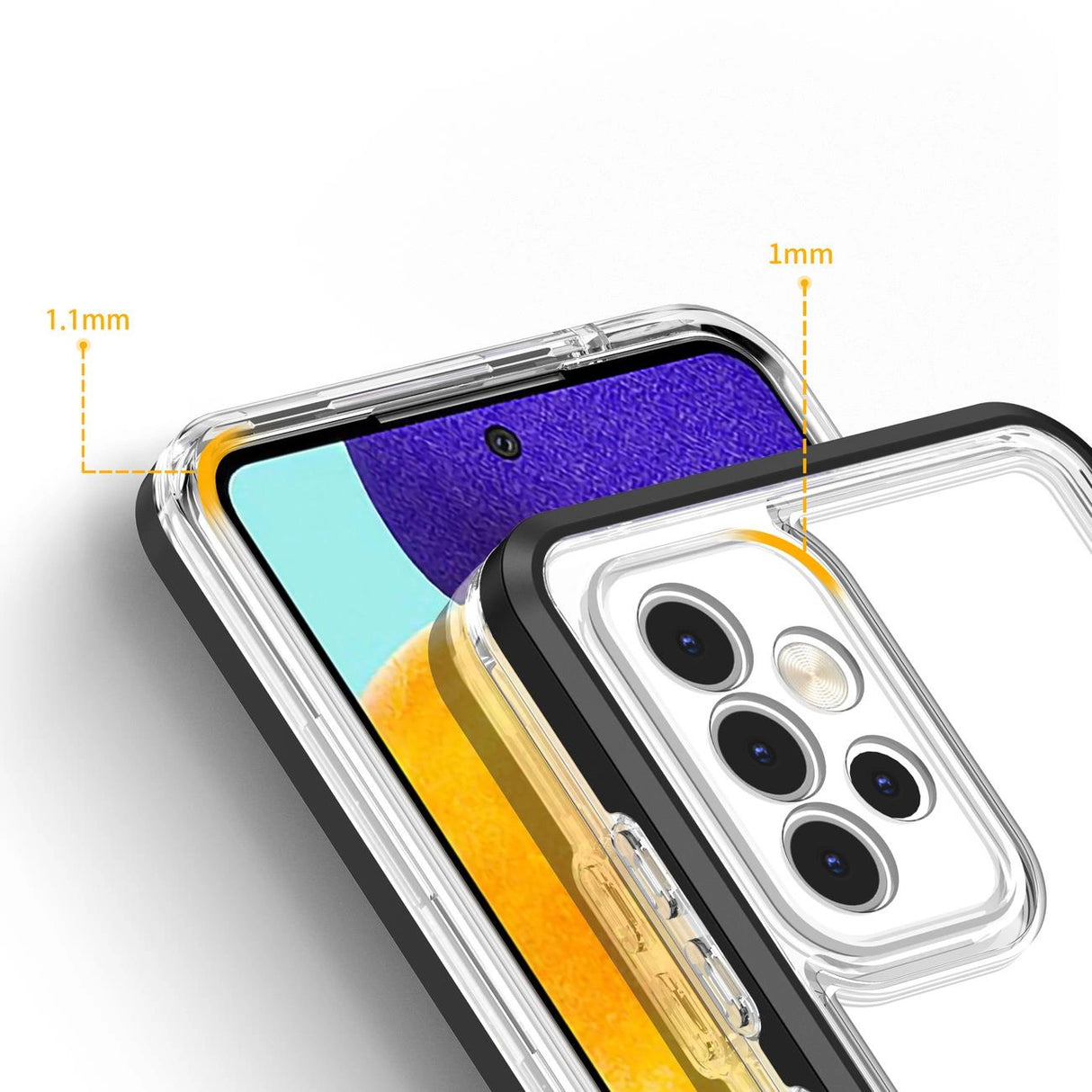 Clear 3in1 Case til Samsung Galaxy A73 Frame Cover Gel Black