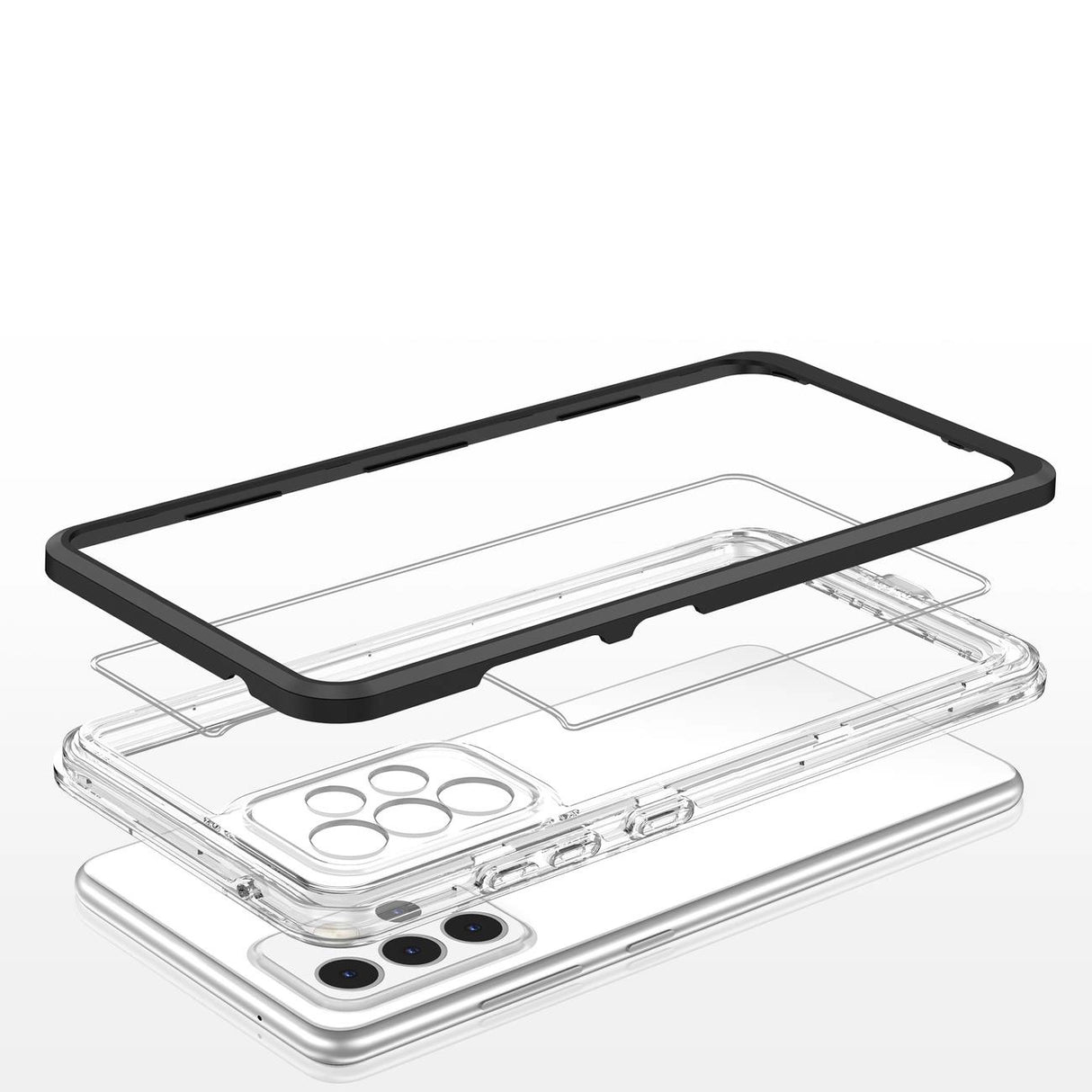Clear 3in1 Case til Samsung Galaxy A73 Frame Cover Gel Black