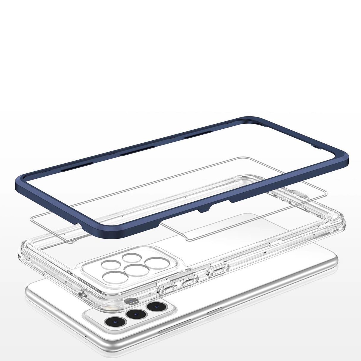 Clear 3in1 Case til Samsung Galaxy A73 Frame Cover Gel Blue
