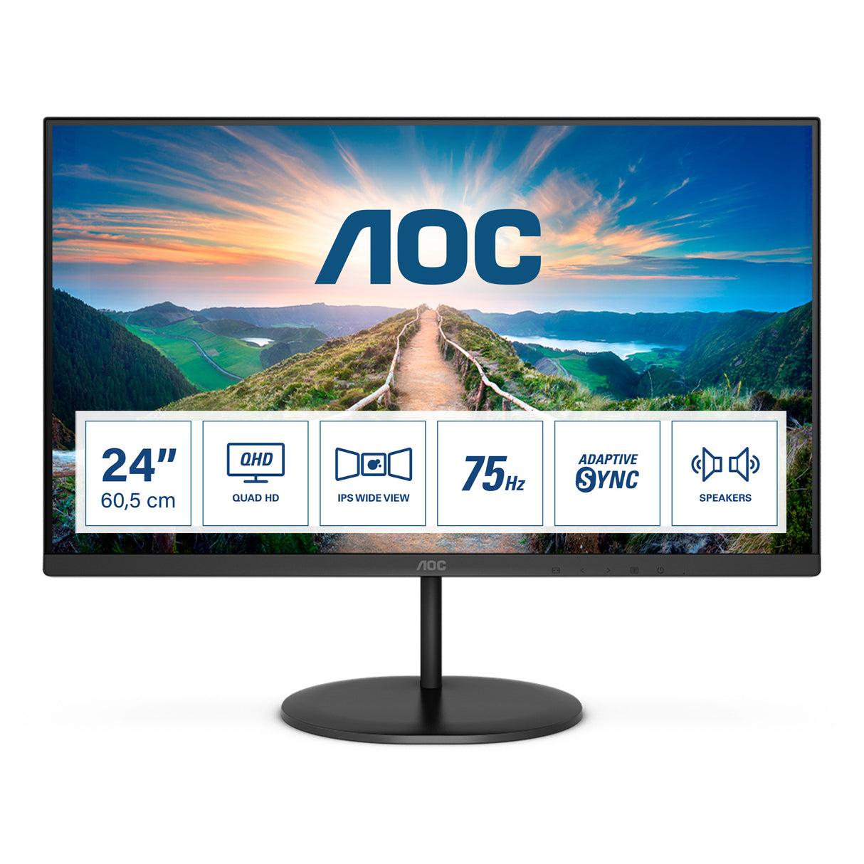 AOC V4 Q24V4EA LED display 60,5 cm (23.8") 2560 x 1440 pixel 2K Ultra HD Sort