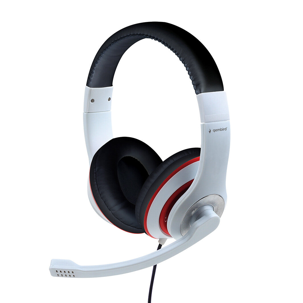 Gembird MHS-03-WTRDBK hovedtelefoner/headset Ledningsført Spil Sort, Rød, Hvid
