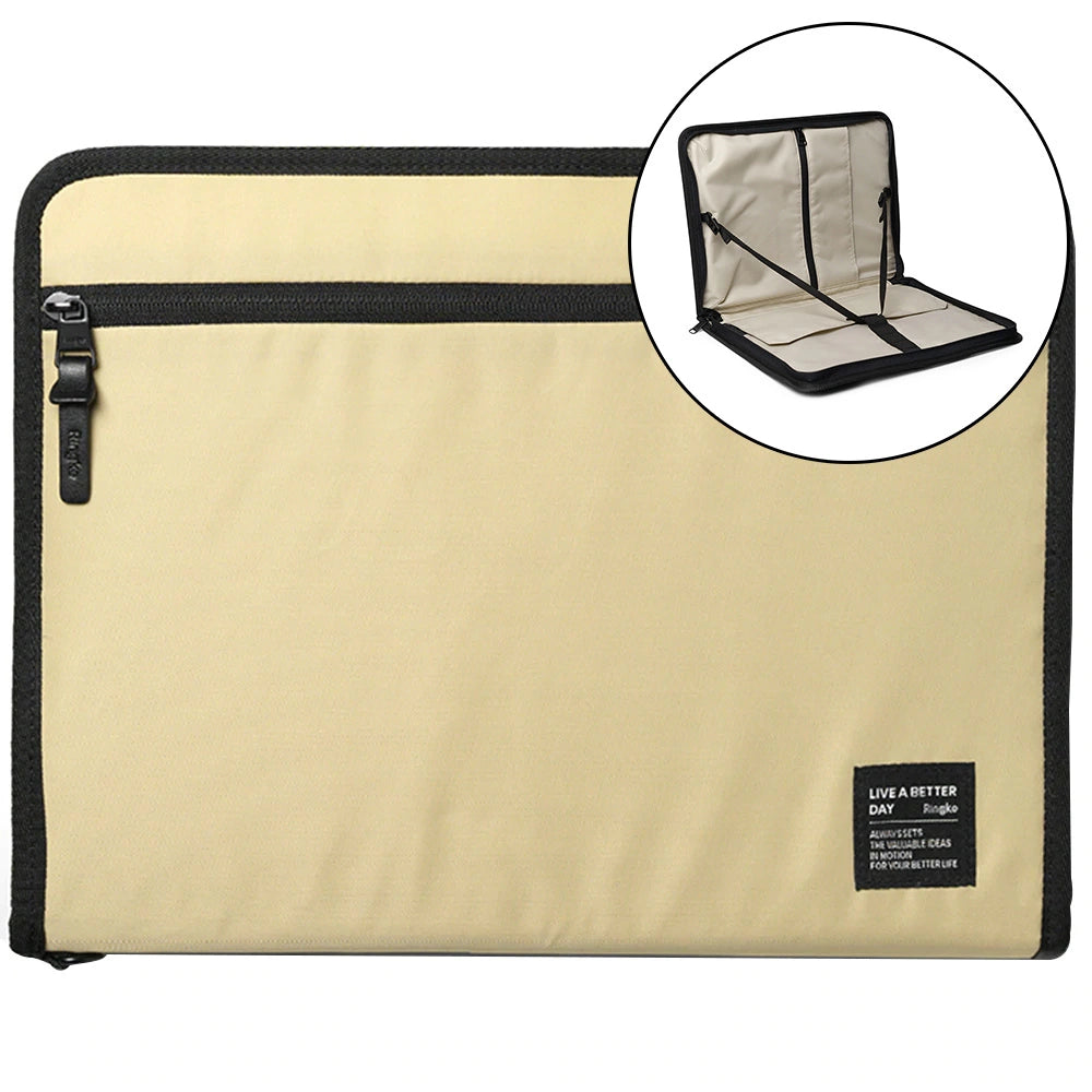 Ringke Smart Zip Pouch til en bærbar computer op til 13" med en stand - beige