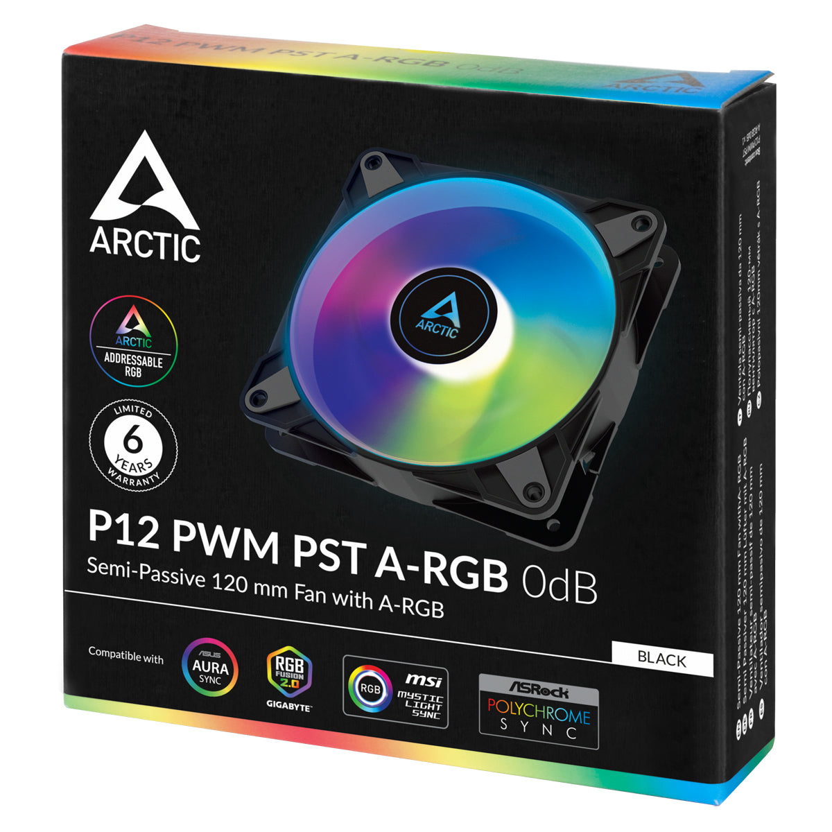 ARCTIC P12 PWM PST A-RGB 0dB Computerkabinet Ventilator 12 cm Sort, Hvid 1 stk