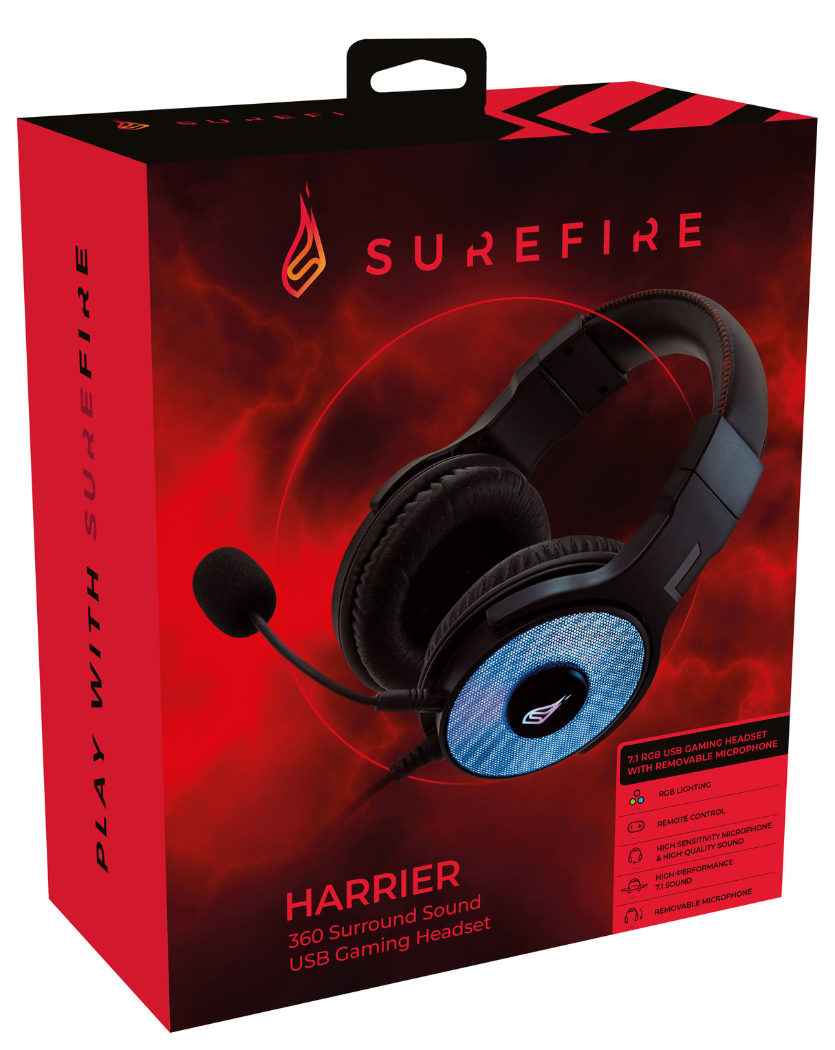 SureFire Harrier 360 Headset Ledningsført Spil USB Type-A Kulfiber