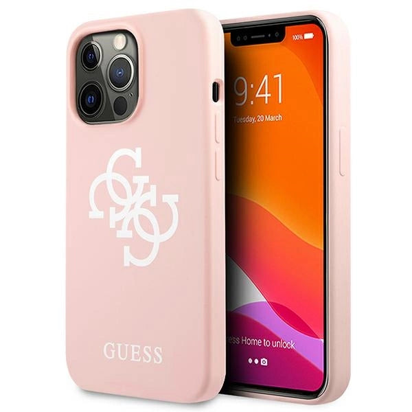 Guess GUHCP13LLS4GWPI iPhone 13 Pro / 13 6.1" pink/pink hard case Silikon 4G Logo