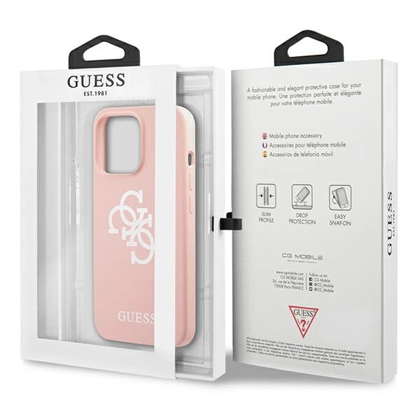 Guess GUHCP13LLS4GWPI iPhone 13 Pro / 13 6.1" pink/pink hard case Silikon 4G Logo