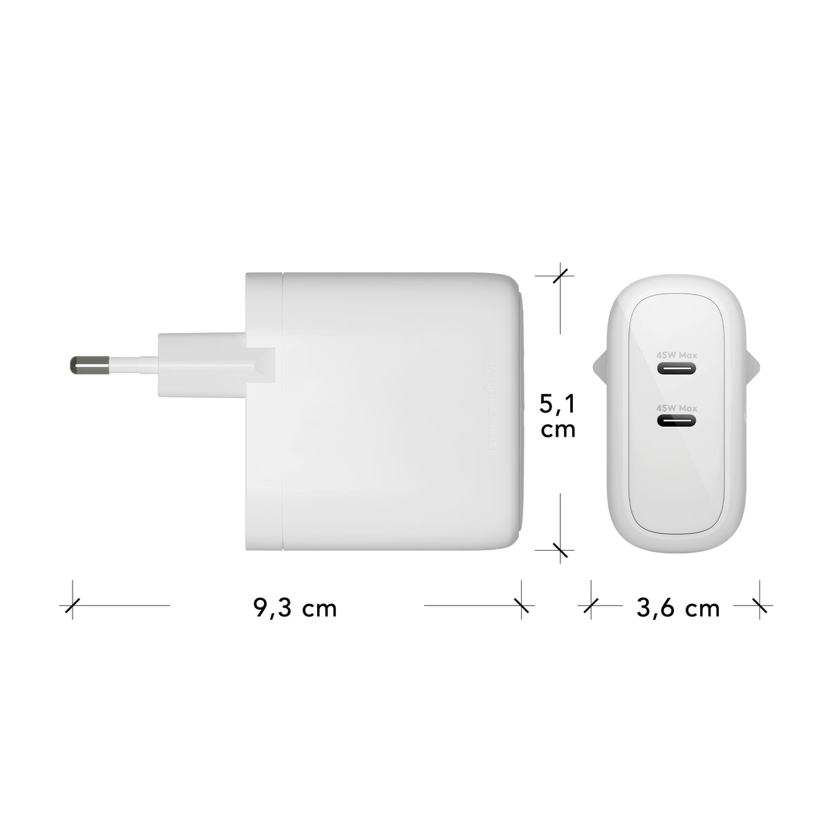 Dbramante Re-charge - EU Wall Charger - 2x USB-C 45W - White