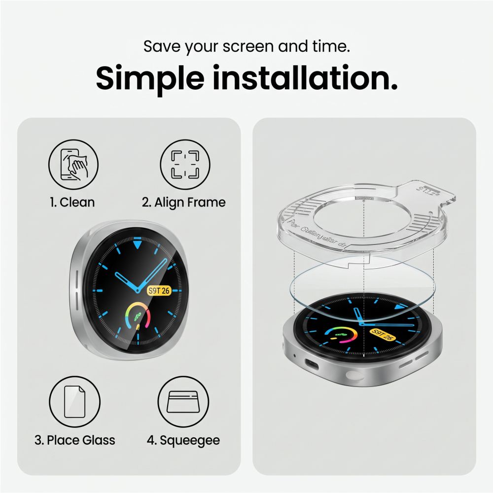 Hærdet Glas Tech Protect Easy Set+ 2 Pack Samsung Galaxy Watch 8/9 (40 Mm) Klar