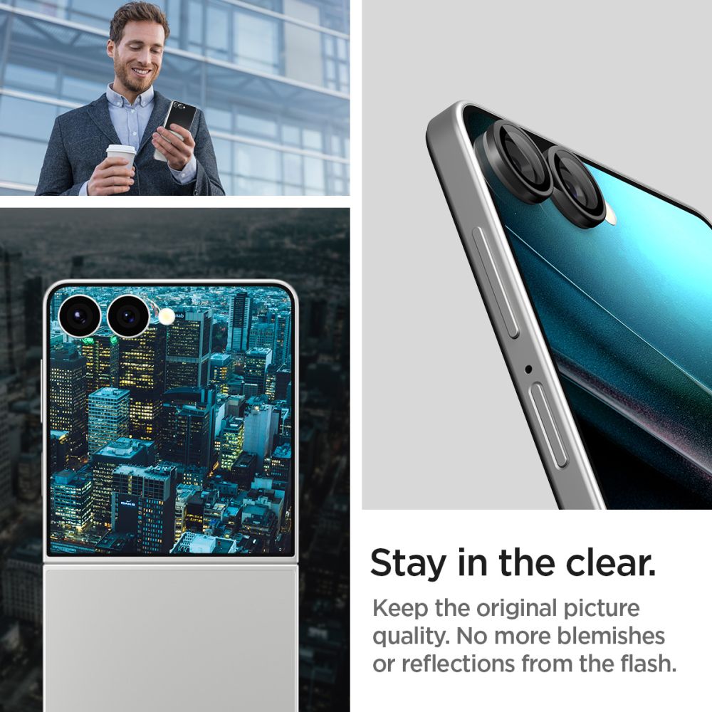 Kamera Beskyttelse Spigen Optik Pro Hd Glas.Tr ”Ez Fit” Camera Protector 2 Pack Galaxy Z Flip 7/8 Sort