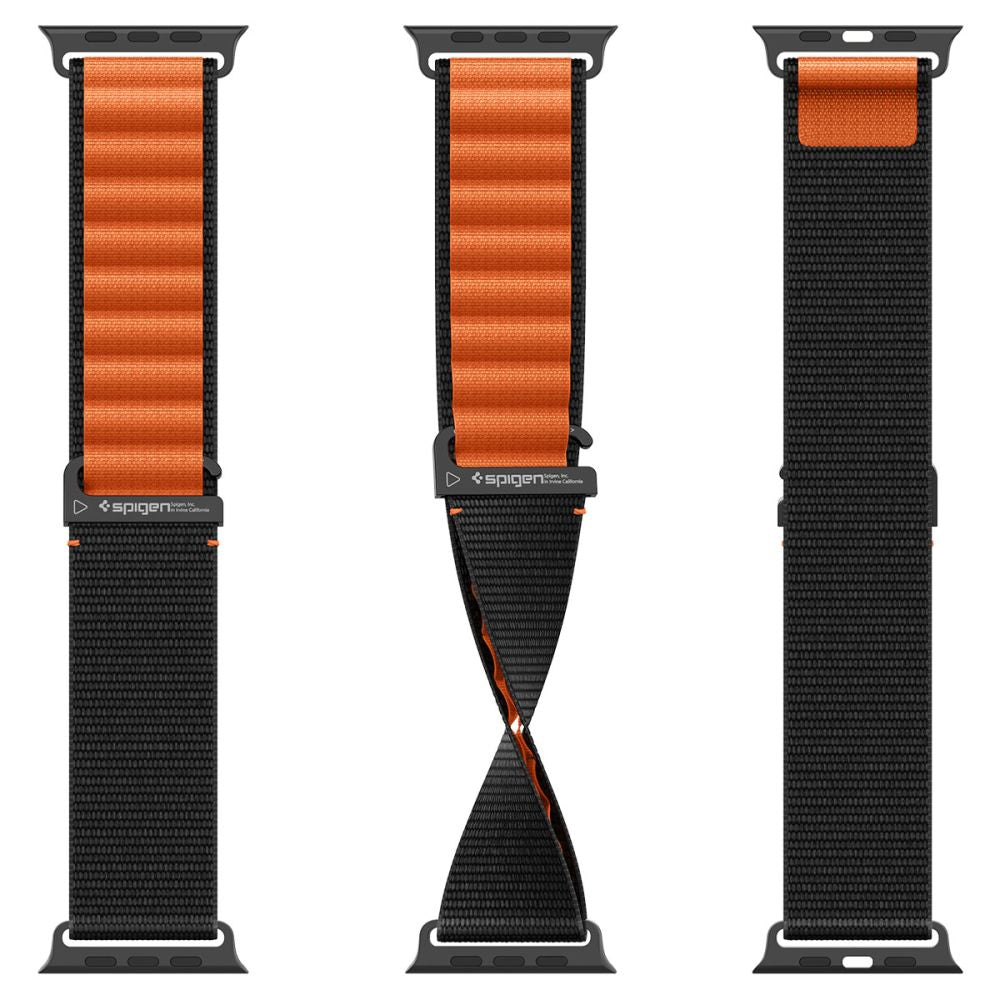Spigen Wbf1 Remmen Til Apple Watch 8 / 9 / 10 / 11 / 12 / Se / Ultra (44 / 45 / 46 / 49 Mm) Sort/Orange