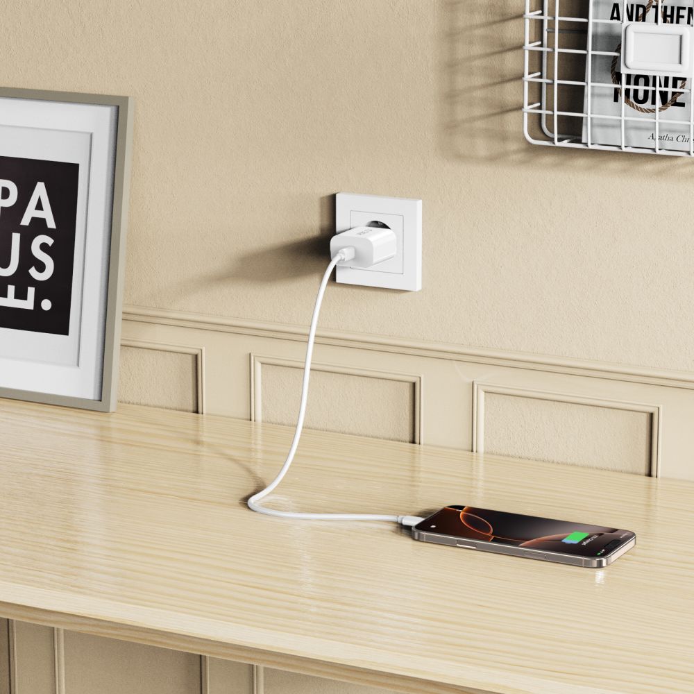 Tech Protect Nc20 W 1 Port Netværksopladder Pd 20 W + Type C Kabel Hvid