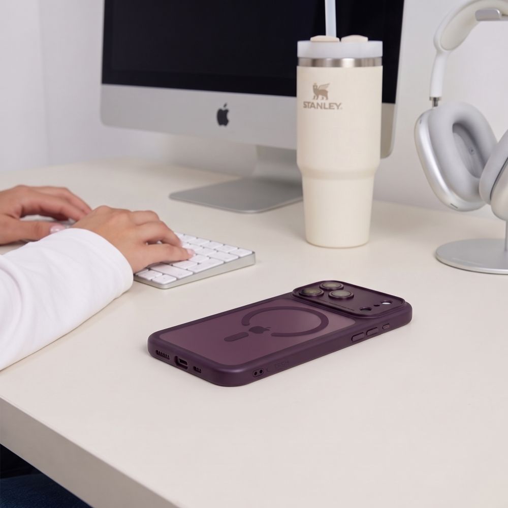 Tech Protect Magpeak Magsafe Cc Iphone 17 Pro / 18 Pro Burgundy/Clear