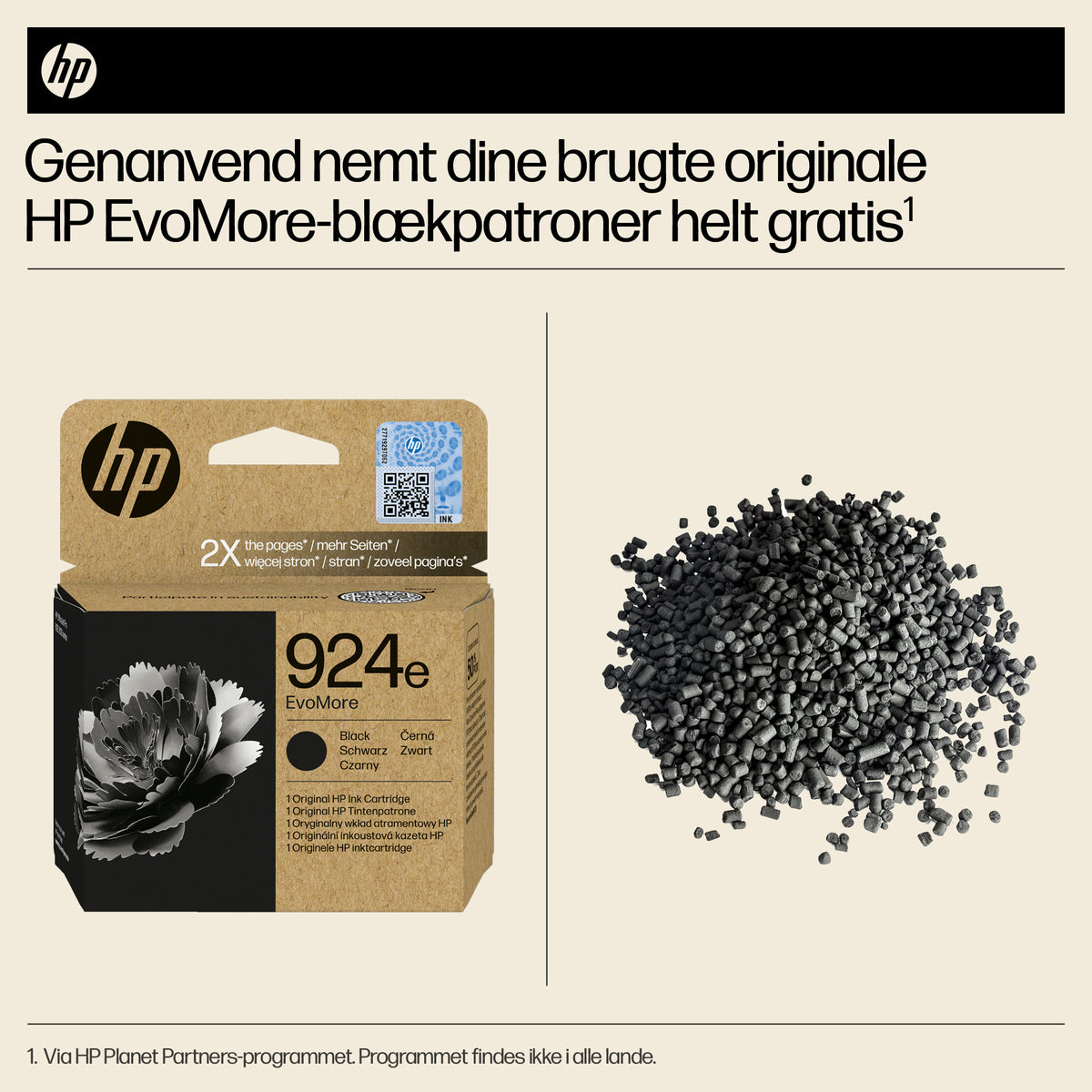 HP 924e EvoMore Sort 1000 sider Blæk 4K0V0NE