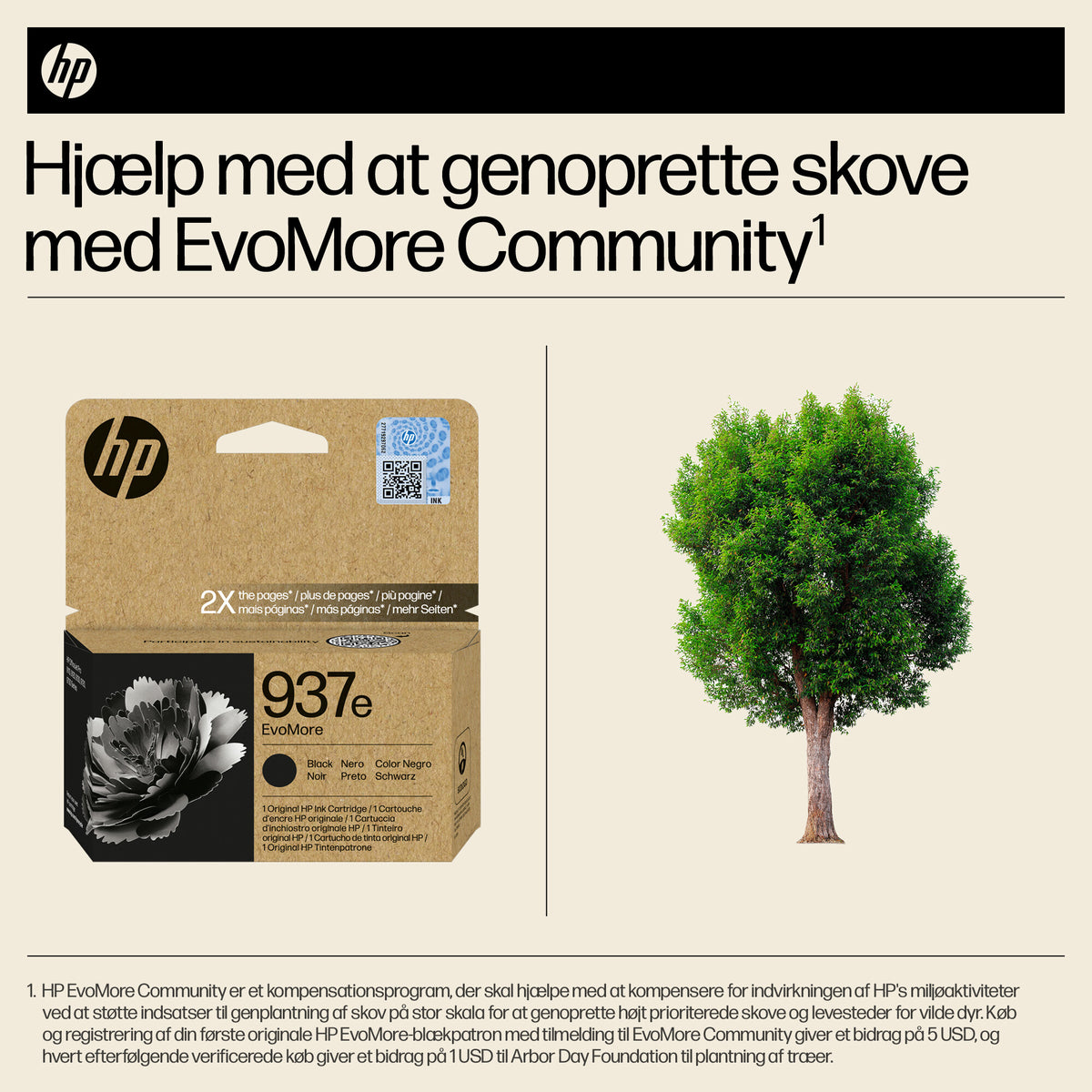 HP 937e EvoMore Sort 2500 sider Blæk