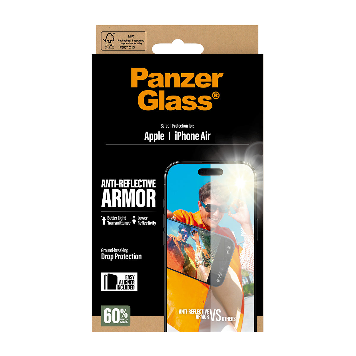 PanzerGlass ® Anti-Reflective Armor Skærmbeskyttelse iPhone Air m. EasyAligner