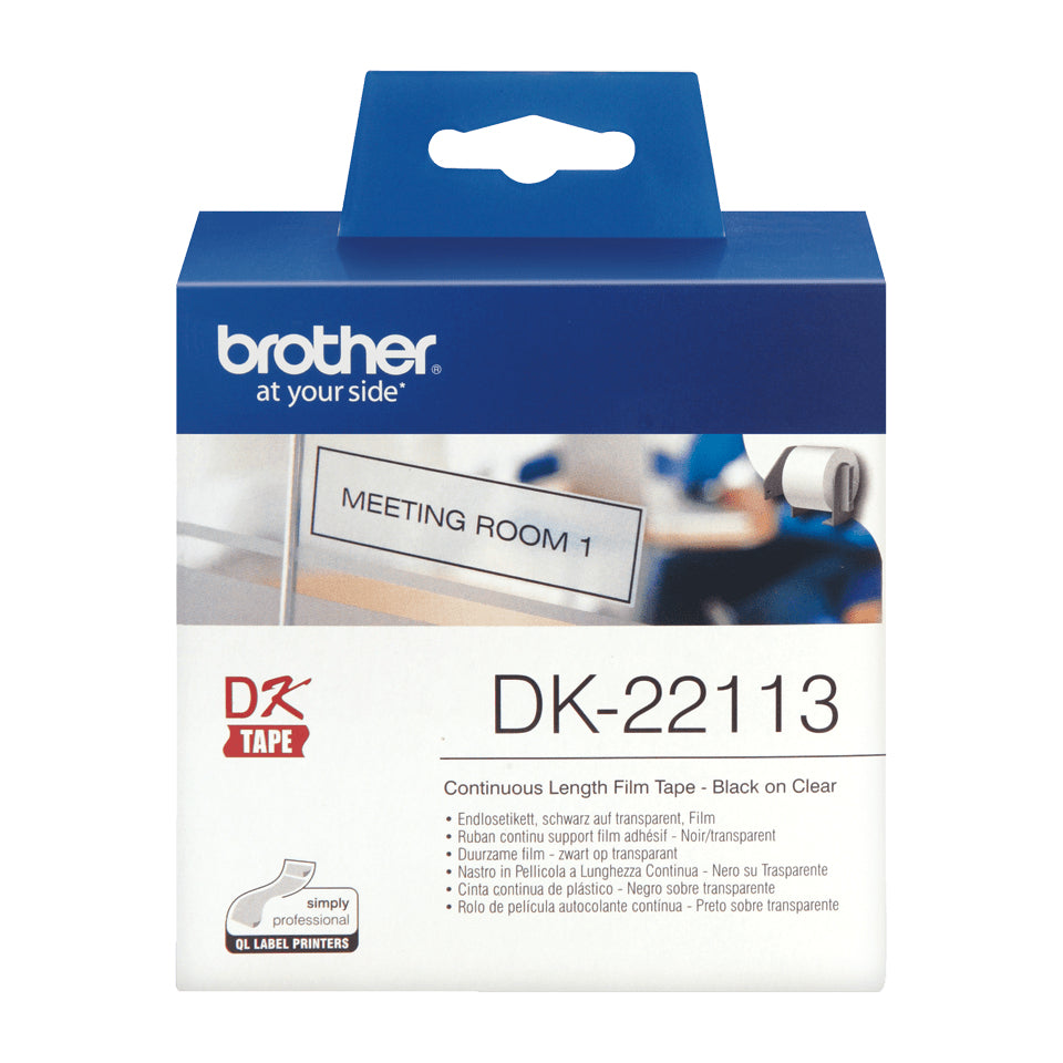 Brother DK-22113 etiketbånd Sort på transparant