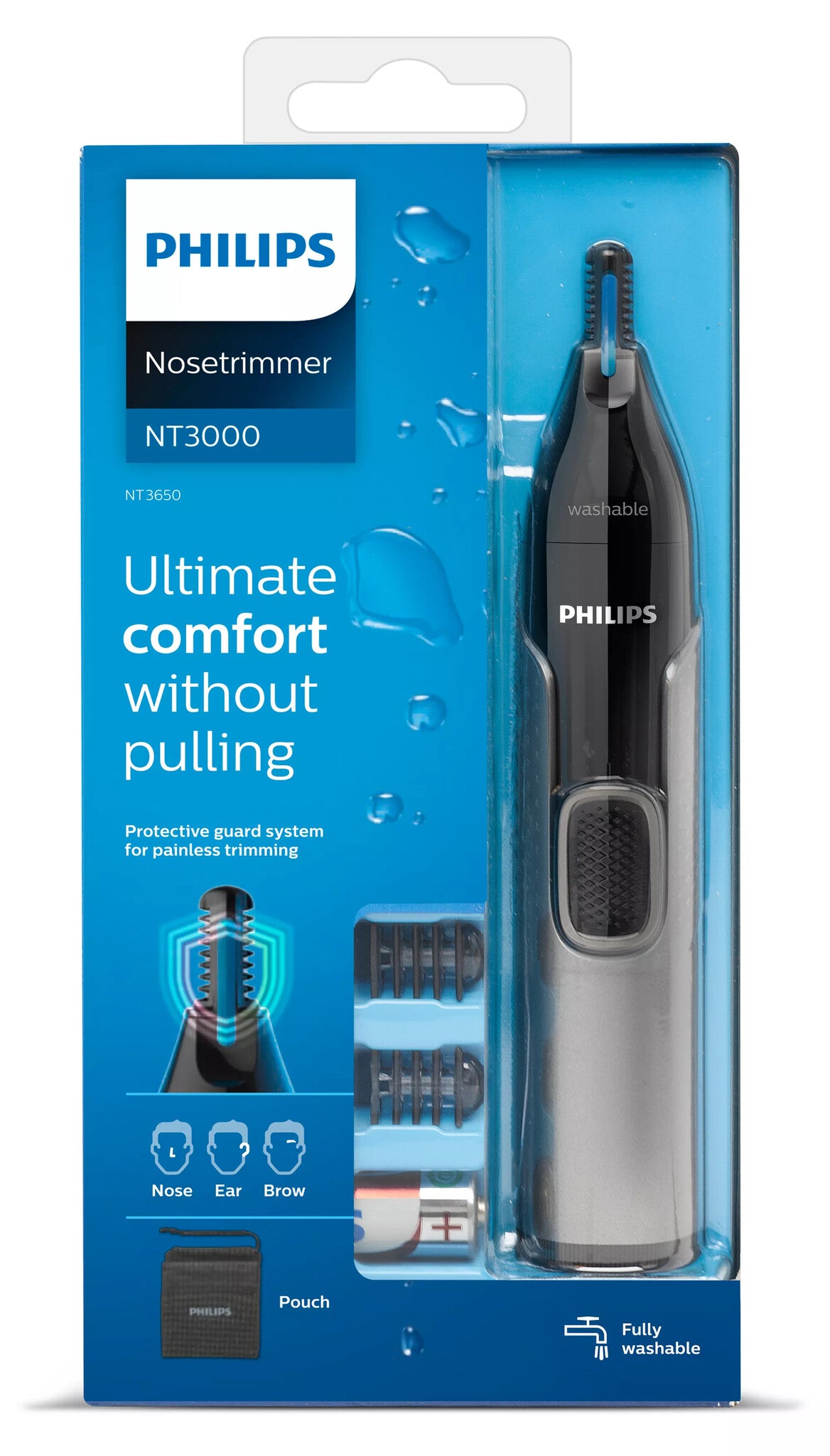 Philips vandtæt næse- og øretrimmer serie 3000 NT3650/16 sort EU