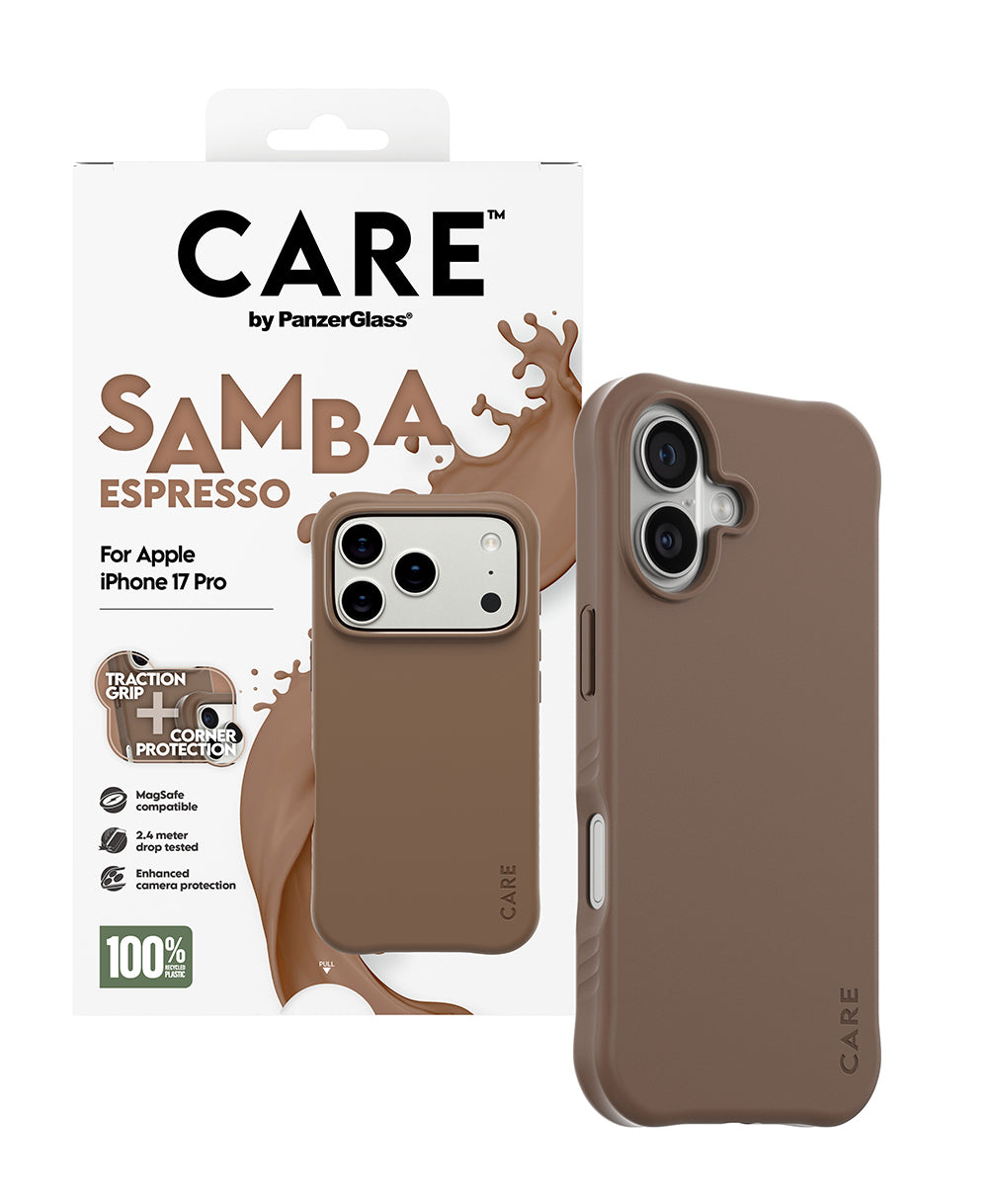 PanzerGlass CARE by ® Fashionable Case Samba Espresso m. MagSafe iPhone 17 Pro