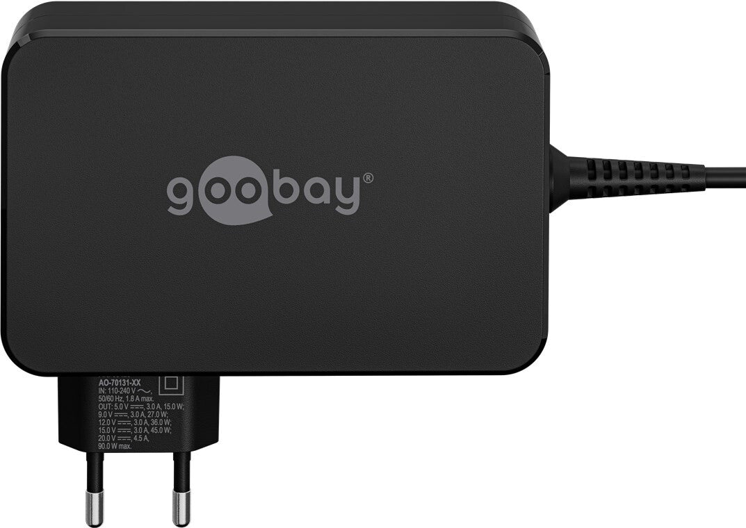 Goobay 65420 oplader til mobil enhed Laptop Sort Vekselstrøm Hurtig opladning Indendørs