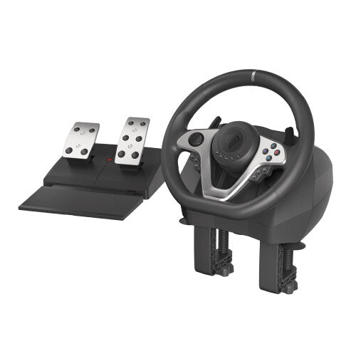 GENESIS Seaborg 400 Sort, Sølv USB Rat + Pedaler Nintendo Switch, PC, PlayStation 4, Playstation 3, Xbox 360, Xbox One, Xbox One S, Xbox One X