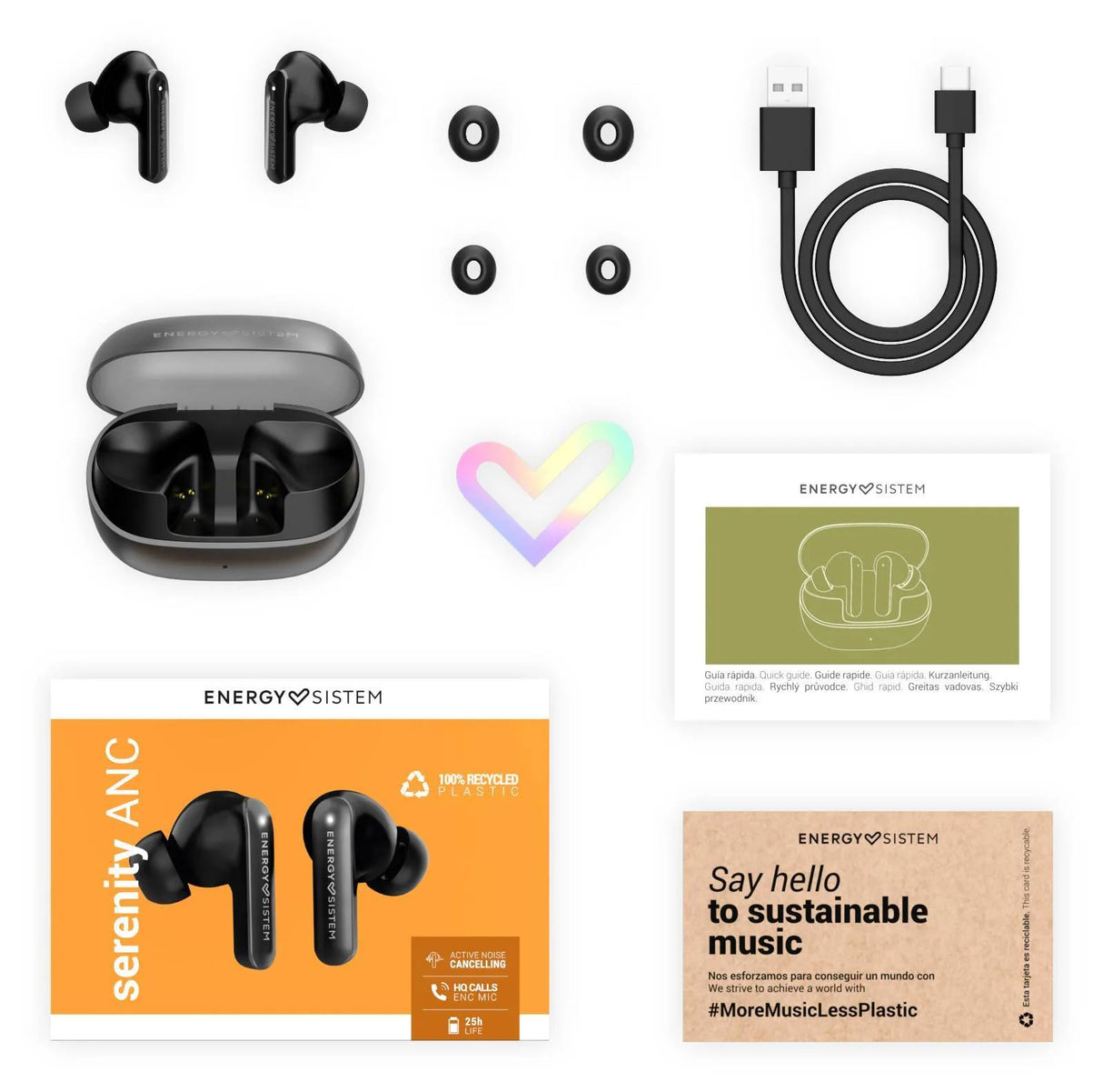 Energy Sistem Serenity ANC Headset True Wireless Stereo (TWS) I ørerne Opkald/musik USB Type-C Bluetooth Sort