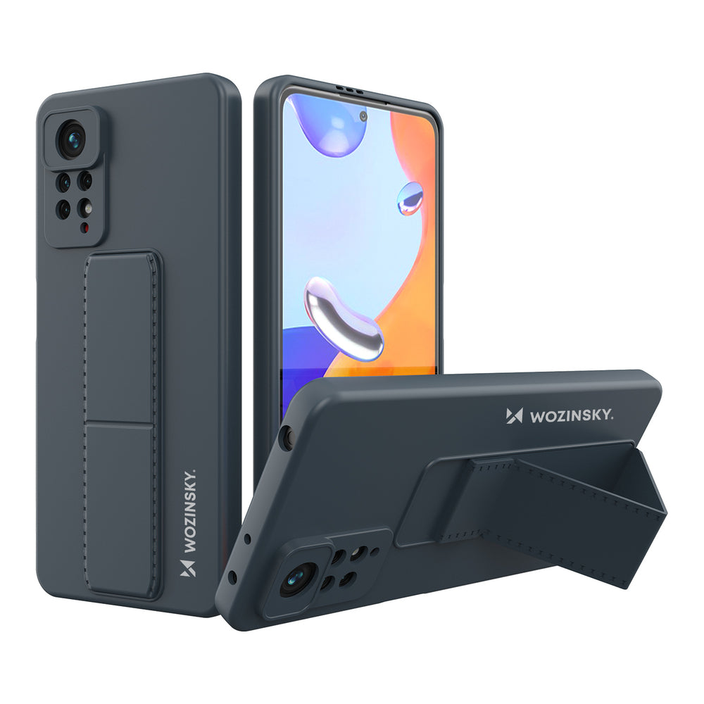 Wozinsky Kickstand Case silikone kasse med stativ Xiaomi Redmi Note 11 Pro marineblå