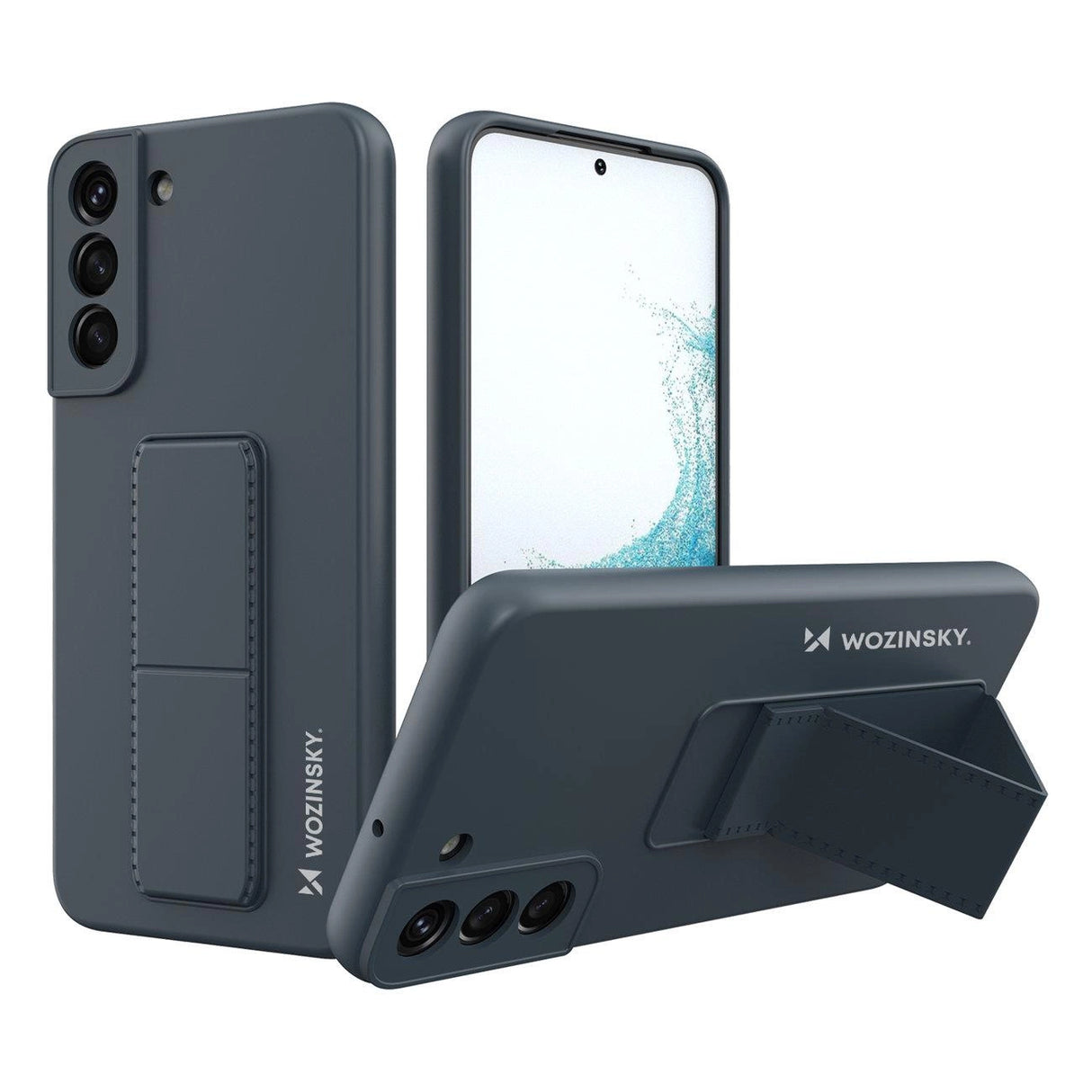 Wozinsky Kickstand Case silikon stand cover til Samsung Galaxy S22 + marineblå