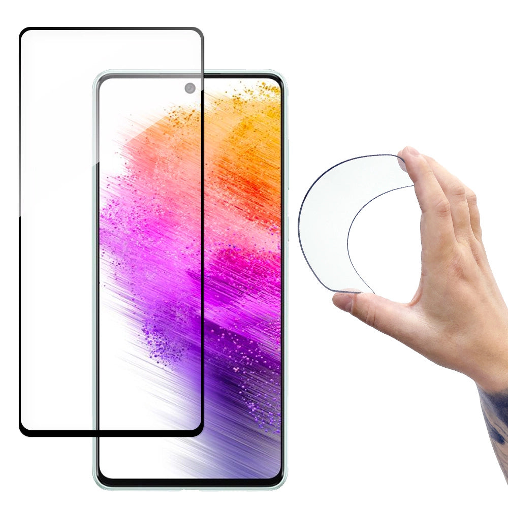 Wozinsky Full Cover Flexi Nano glas film hærdet glas med en ramme til Samsung Galaxy A73 gennemsigtig