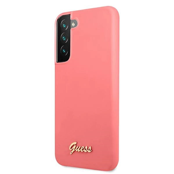 Guess GUHCS22MLSLMGFU S22+ S906 fuchsia/fuchsia hardcase Silikon Script Metal Logo