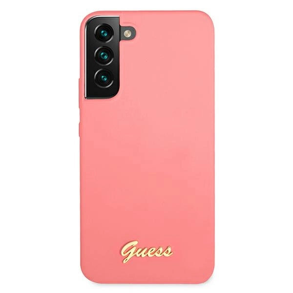 Guess GUHCS22MLSLMGFU S22+ S906 fuchsia/fuchsia hardcase Silikon Script Metal Logo