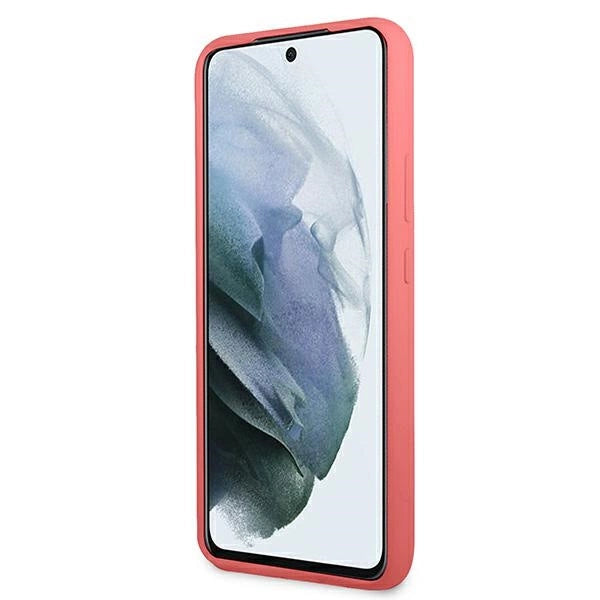 Guess GUHCS22MLSLMGFU S22+ S906 fuchsia/fuchsia hardcase Silikon Script Metal Logo