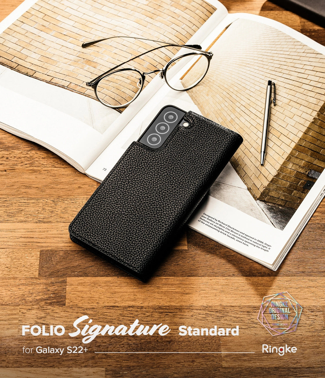 Ringke Folio Signature Flip Leather Case til Samsung Galaxy S22 + (S22 Plus) sort (FSS118R262)