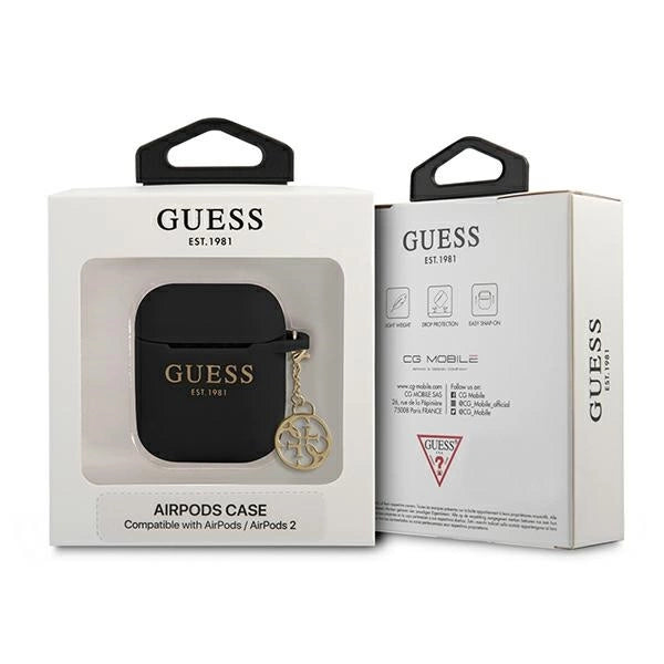 Guess GUA2LSC4EK AirPods 1/2 cover sort/sort Silicone Charm 4G Collection