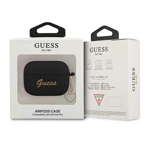 Guess GUAPLSCHSK AirPods Pro cover sort/sort Silicone Charm Heart Collection