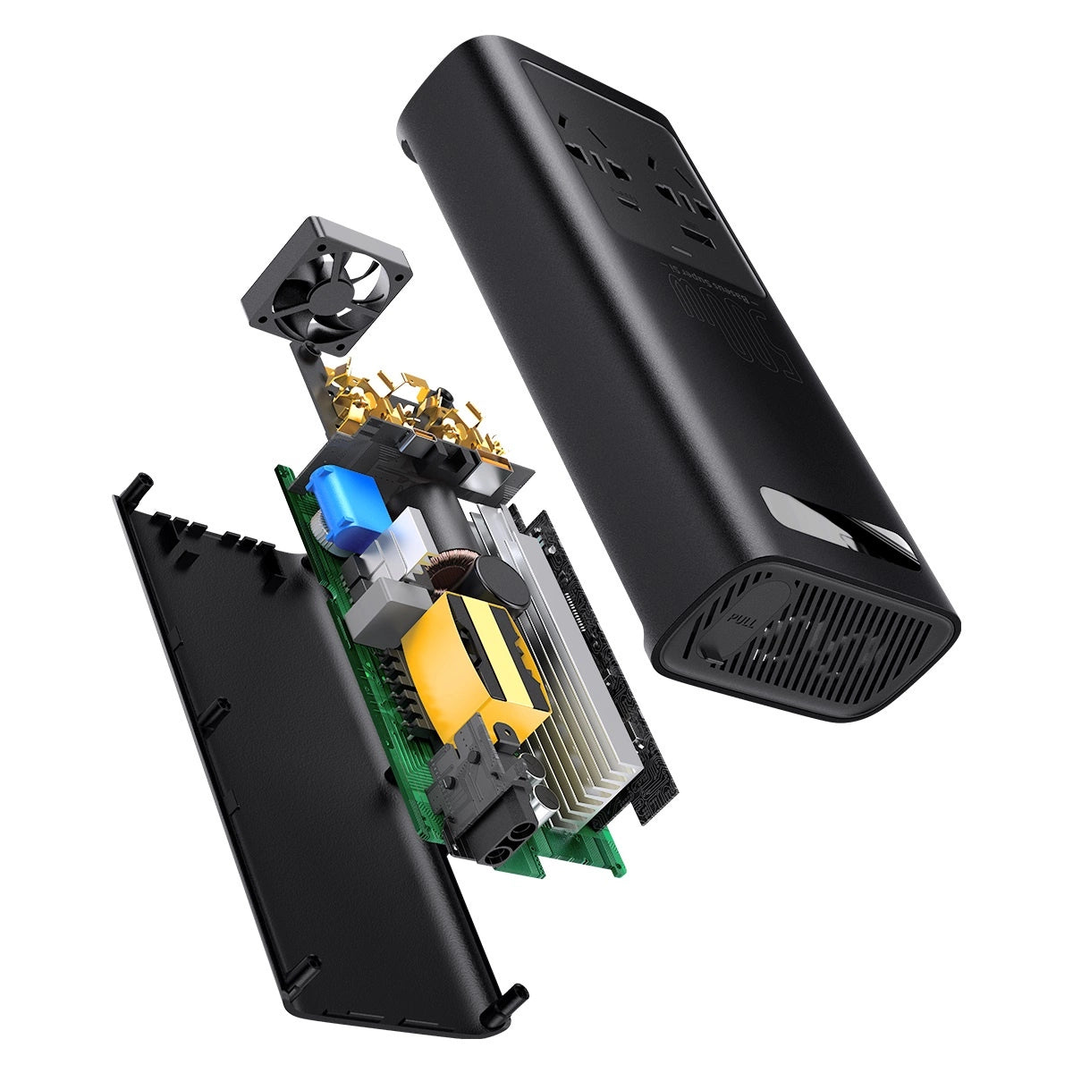 Baseus bilstrømsomformer 150W 12V / 500W 220V (EU- og KN-stik) sort (CGNB000101)