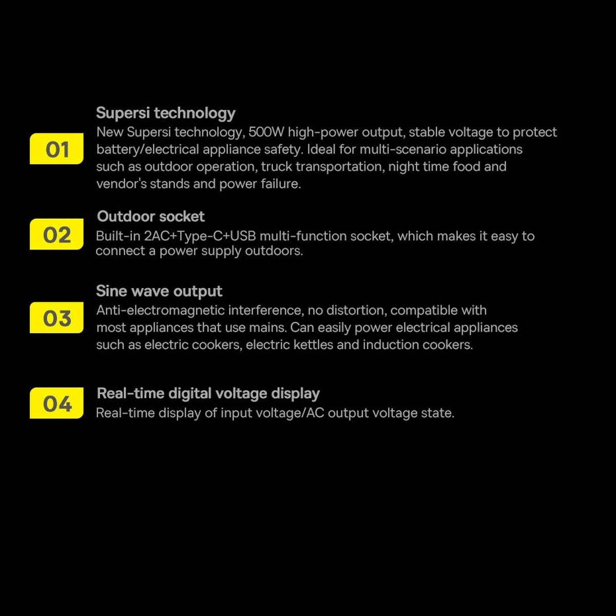 Baseus bilstrømsomformer 150W 12V / 500W 220V (EU- og KN-stik) sort (CGNB000101)