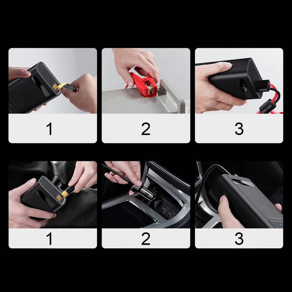 Baseus bilstrømsomformer 150W 12V / 500W 220V (EU- og KN-stik) sort (CGNB000101)