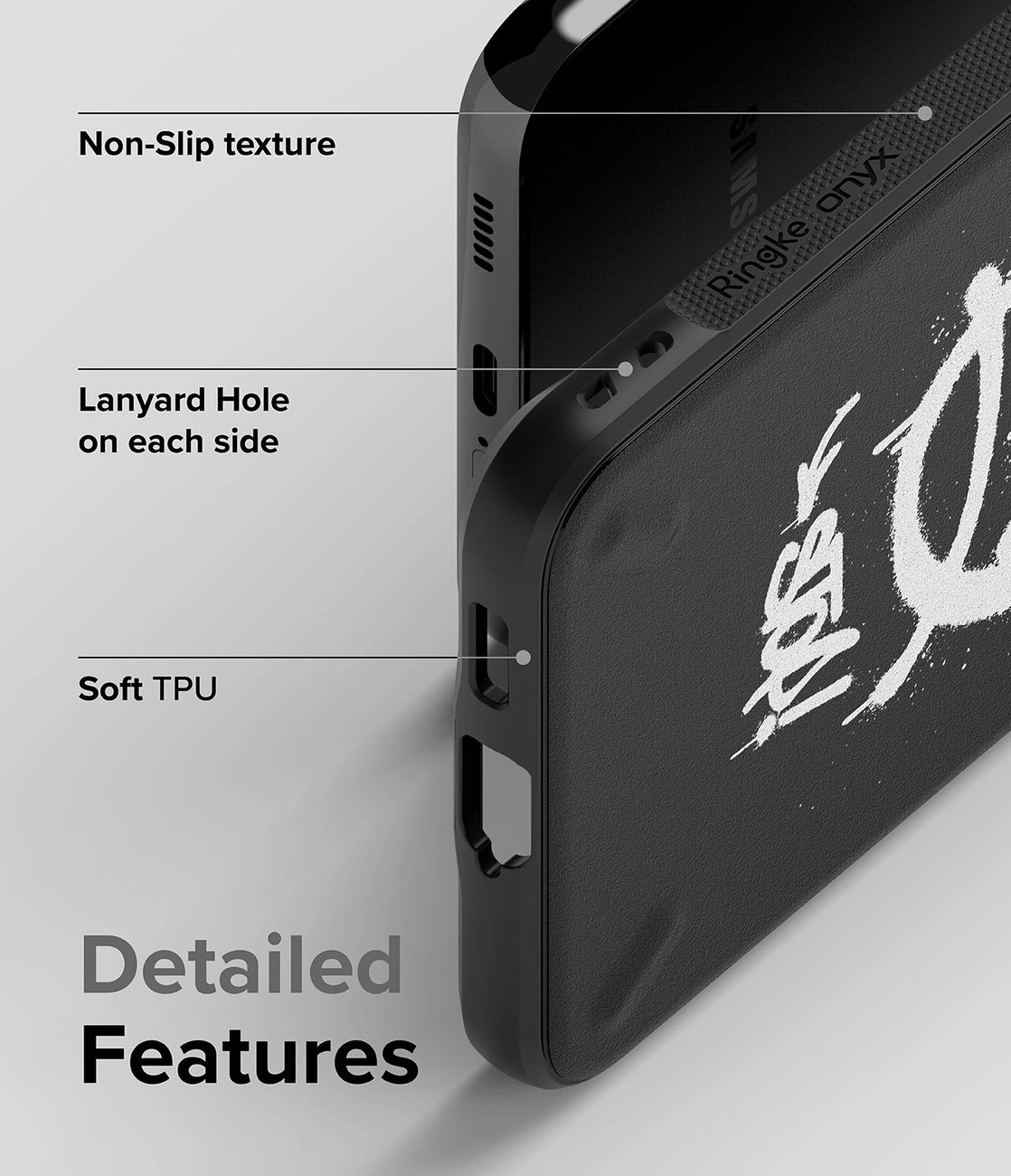 Ringke Onyx Design holdbart TPU Cover til Samsung Galaxy S22 + (S22 Plus) sort (Graffiti) ()