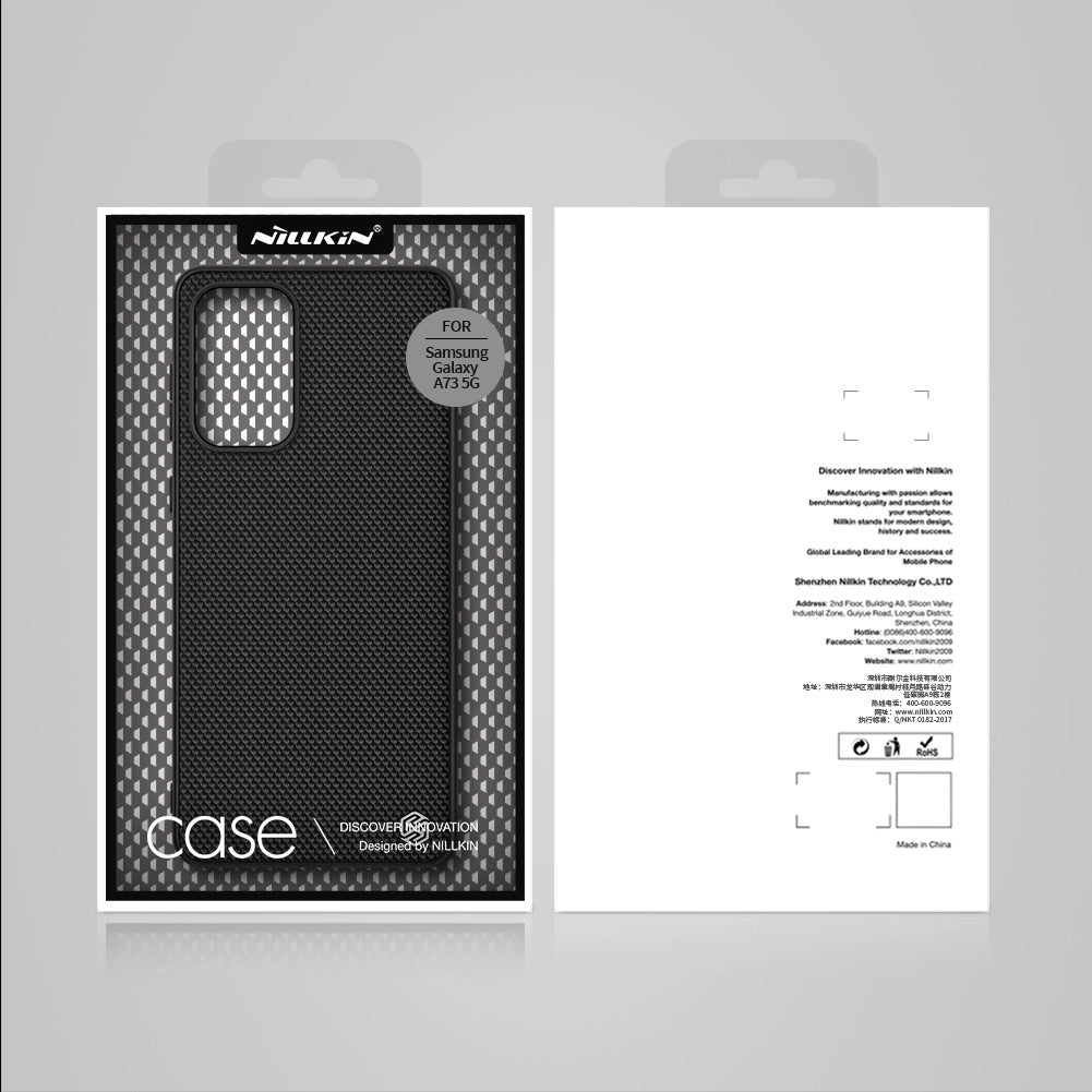Nillkin Textured Case holdbar forstærket etui med gel ramme og nylon tilbage til Samsung Galaxy A73 sort
