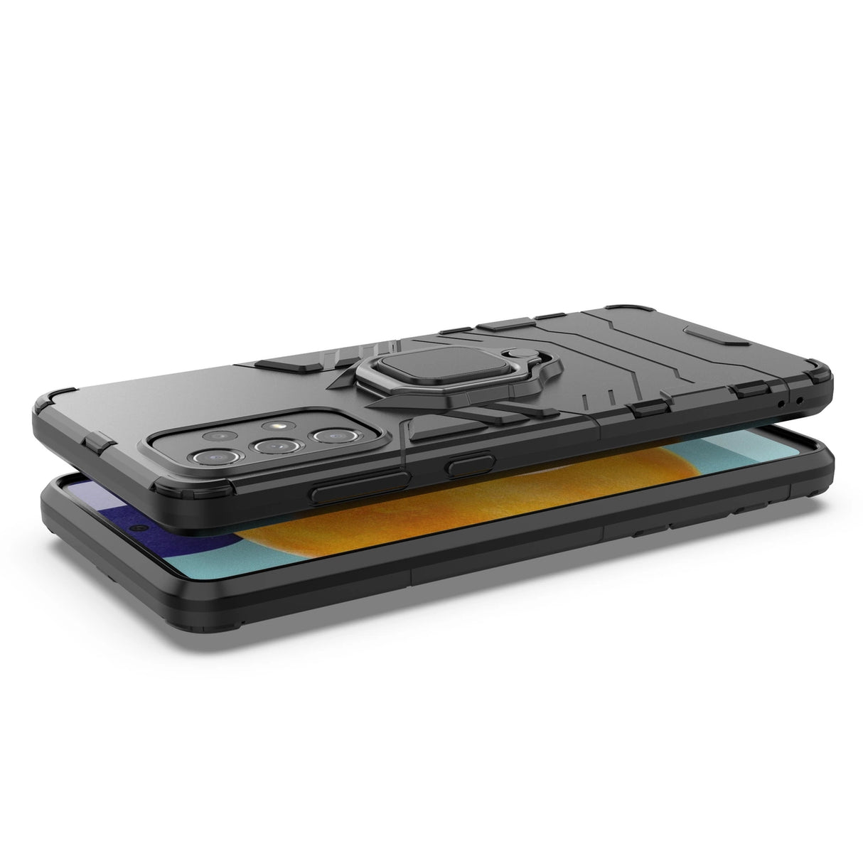 Ring Armor robust hybrid case cover + magnetisk holder til Samsung Galaxy A73 sort
