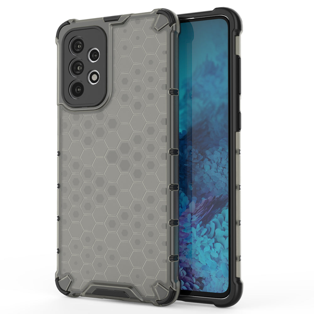 Honeycomb case pansret cover med en gel ramme til Samsung Galaxy A73 sort