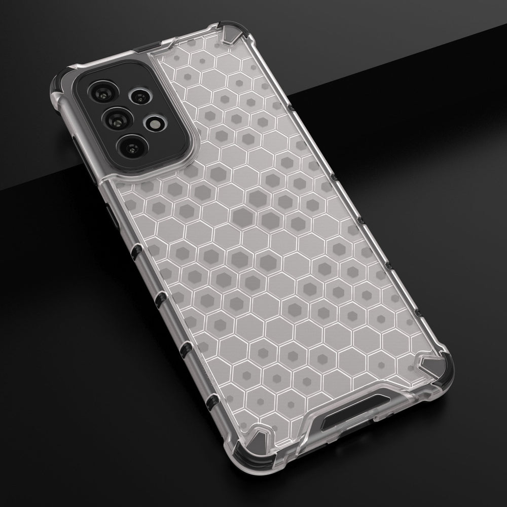 Honeycomb case pansret cover med en gel ramme til Samsung Galaxy A73 sort