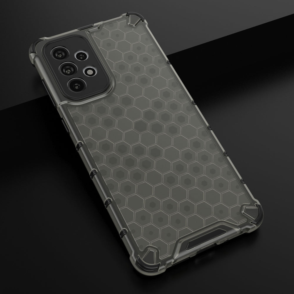 Honeycomb case pansret cover med en gel ramme til Samsung Galaxy A73 sort