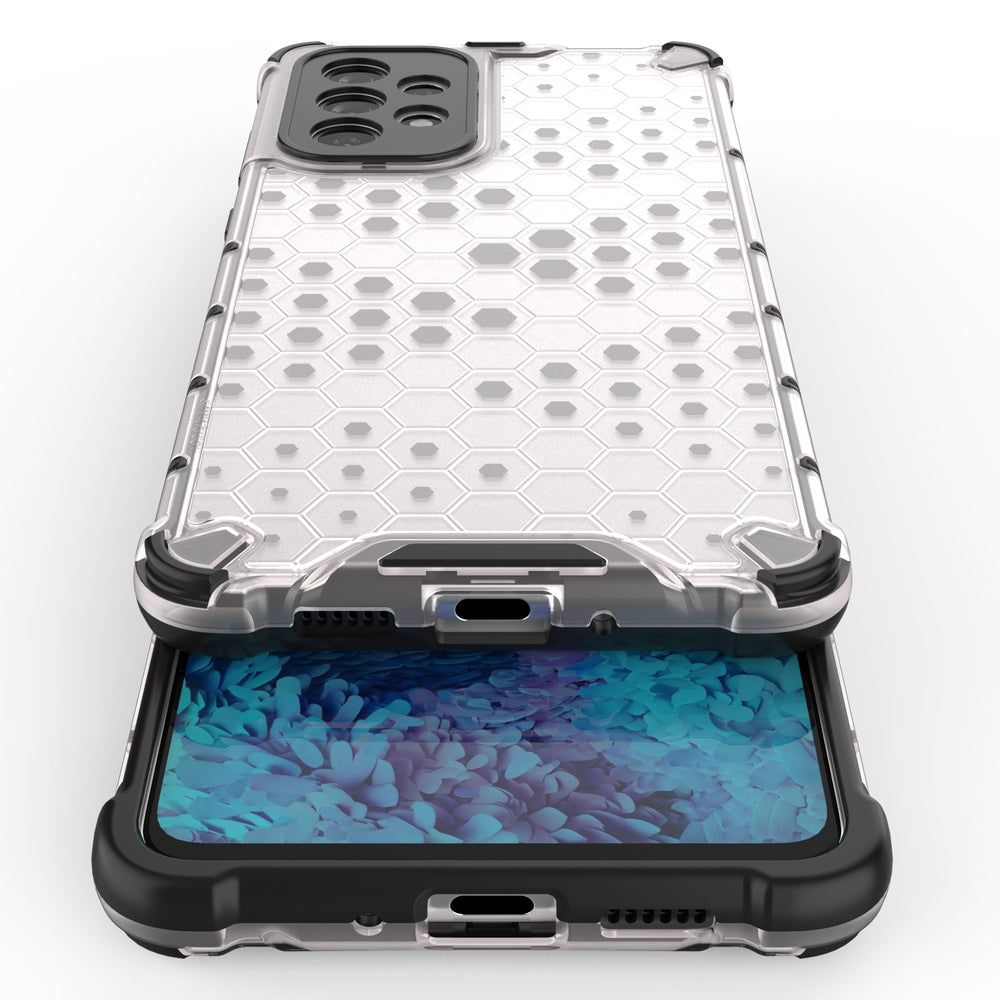 Honeycomb case pansret cover med en gel ramme til Samsung Galaxy A73 blå