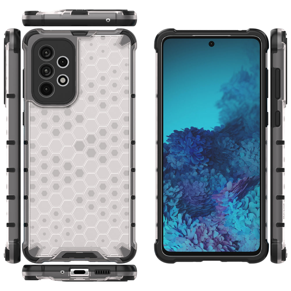 Honeycomb case pansret cover med en gel ramme til Samsung Galaxy A73 gennemsigtig
