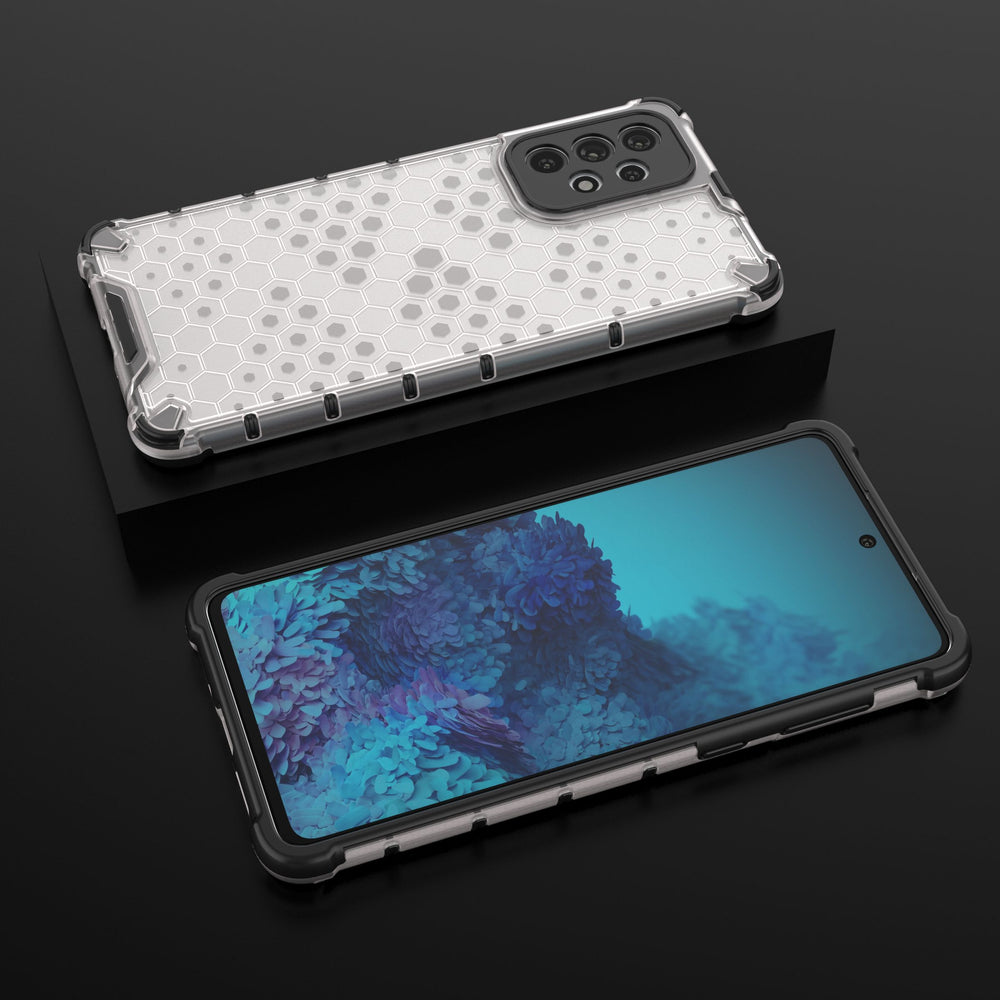 Honeycomb case pansret cover med en gel ramme til Samsung Galaxy A73 gennemsigtig