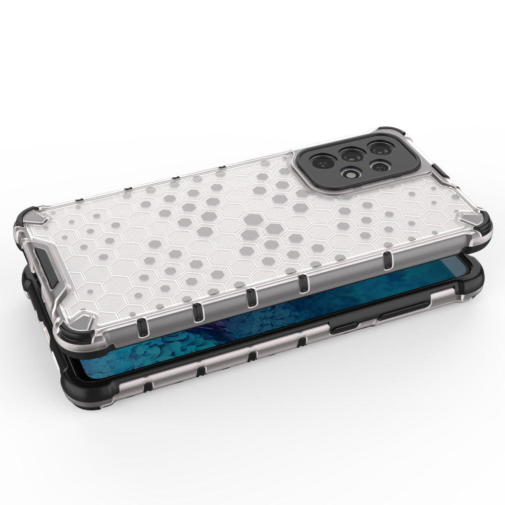 Honeycomb case pansret cover med en gel ramme til Samsung Galaxy A73 gennemsigtig